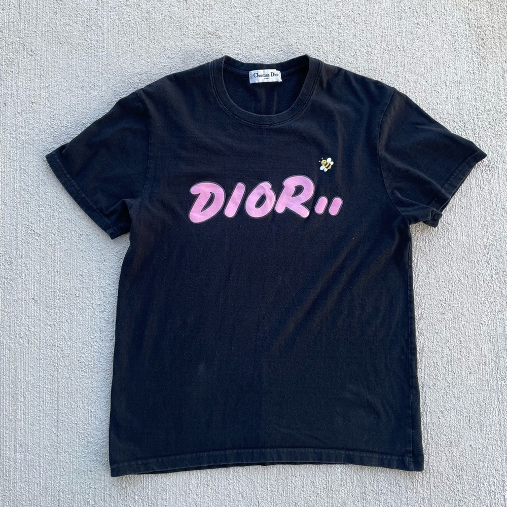 Christian Dior Pink Logo Graphic Shirt Bee Detail Y2K Vintage Dior Tee Galliano